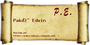 Pakó Edvin névjegykártya